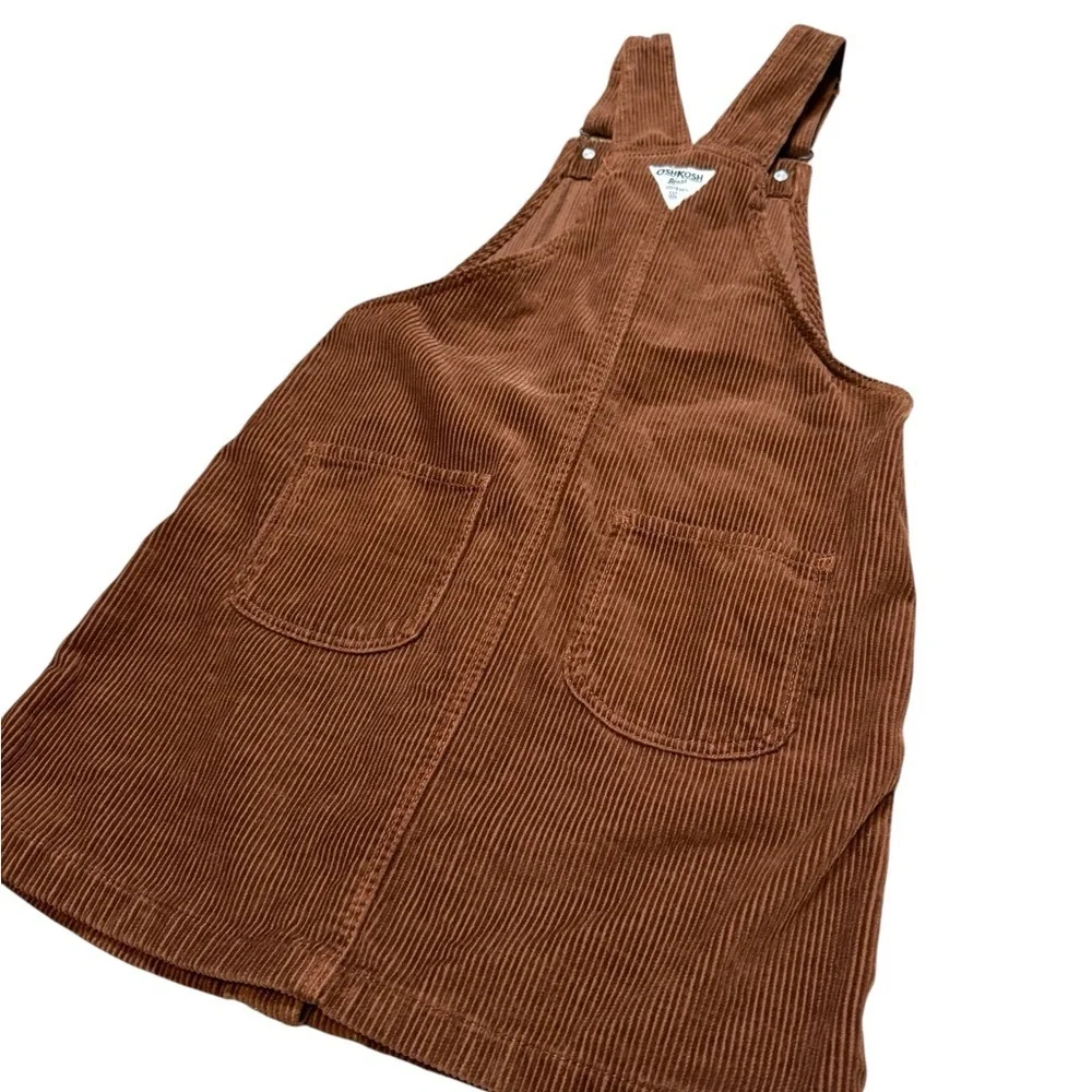Vintage OshKosh B’gosh Vestbak Corduroy Overall Pinafore Dress Brown Ch Size 10